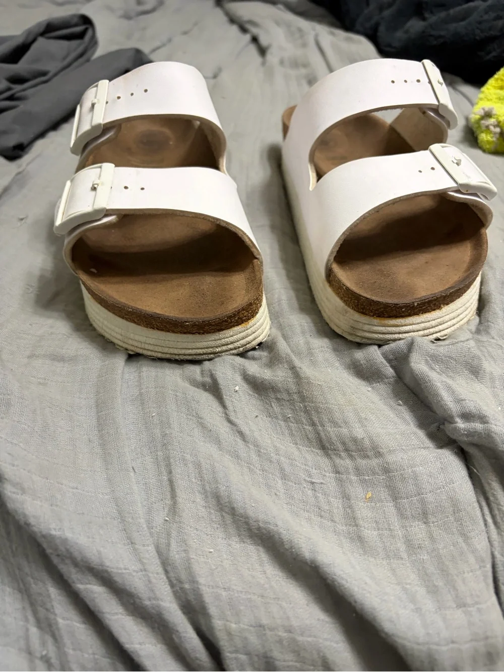 Birkenstock Papillio White Arizona platform sandals size 39/8